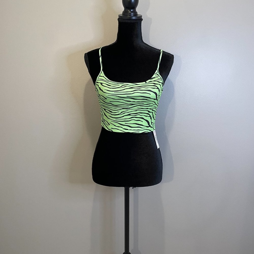 Do My Self Animal Print Cami Crop Top Neon Green sz M NWT